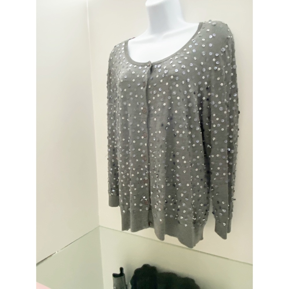 Halogen Button Down Sequined Sweater - image 2